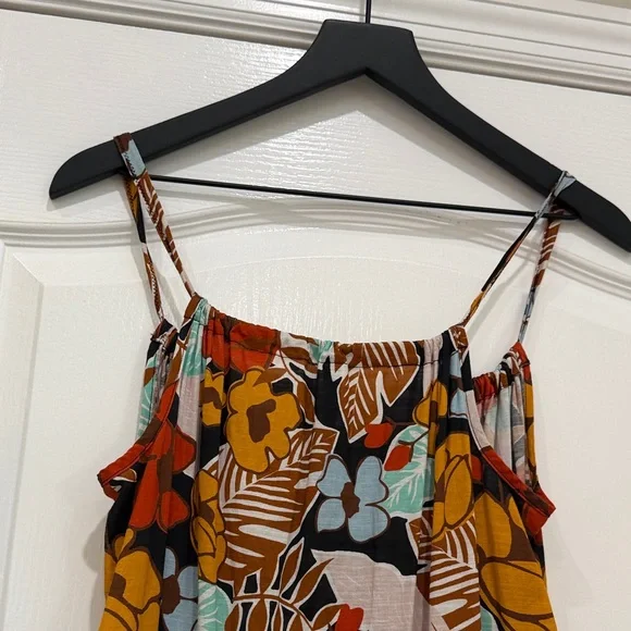 Anthropologie Floral Maxi Sundress in Rust, Mustard & Aqua - Picture 7 of 10